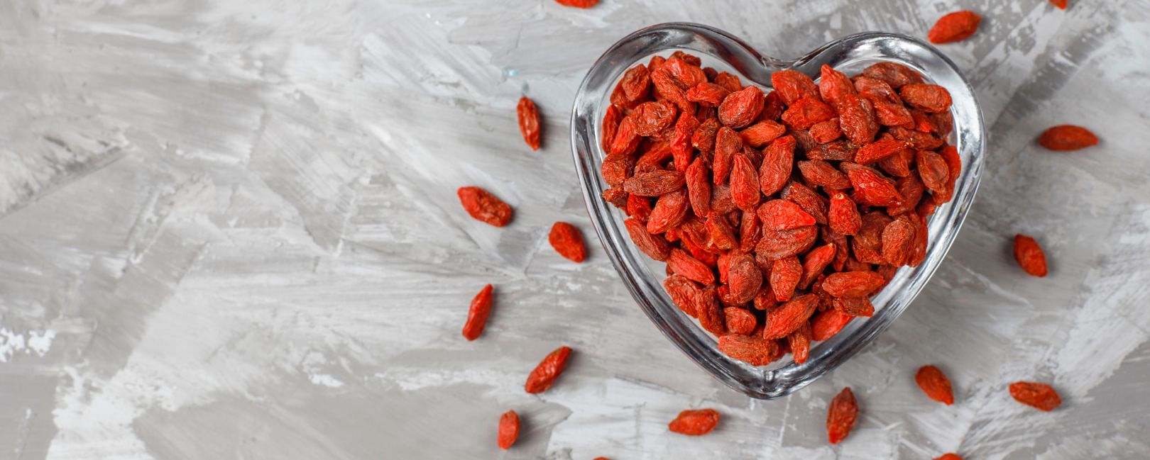 Goji berries in heart bowl